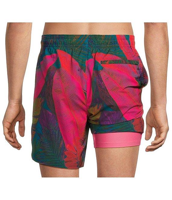 Caribbean Neon Fronds 6#double; Swim Trunks Product Image