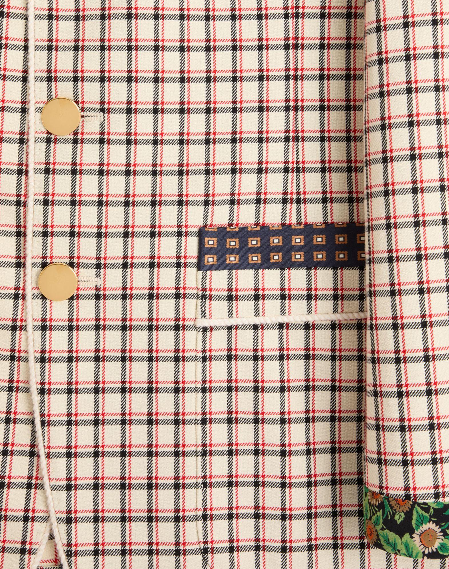 Single-Breasted Cotton Jacket With Check Pattern And Printed Edges Product Image
