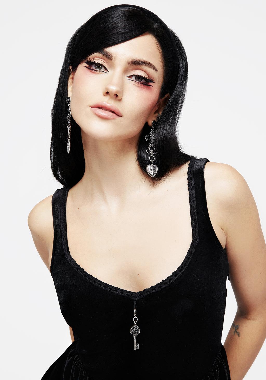 Orbweb Lace Hem Velour Mini Dress Product Image