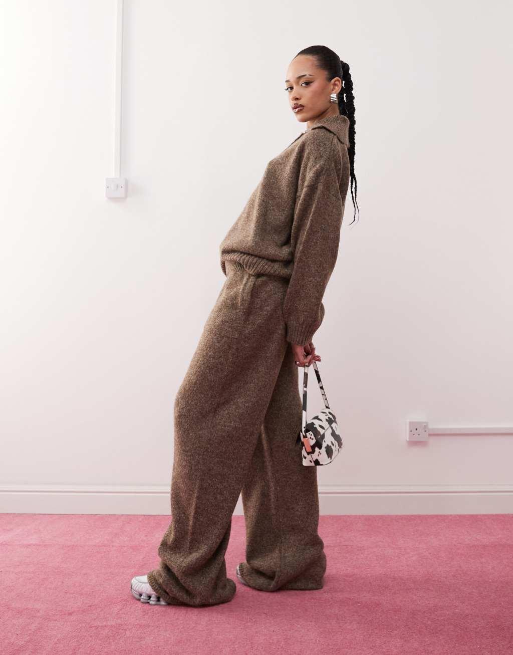 COLLUSION knit oversized sweatpants in brown - part of a set Product Image