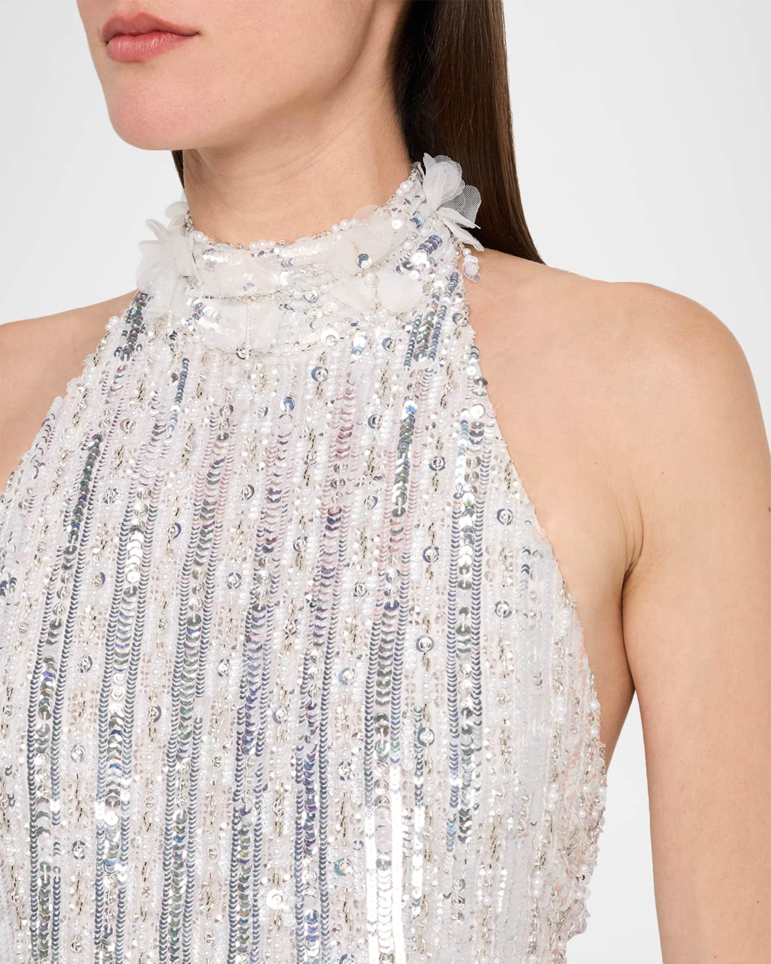 Sequined Tulle Petal Halter Gown Product Image