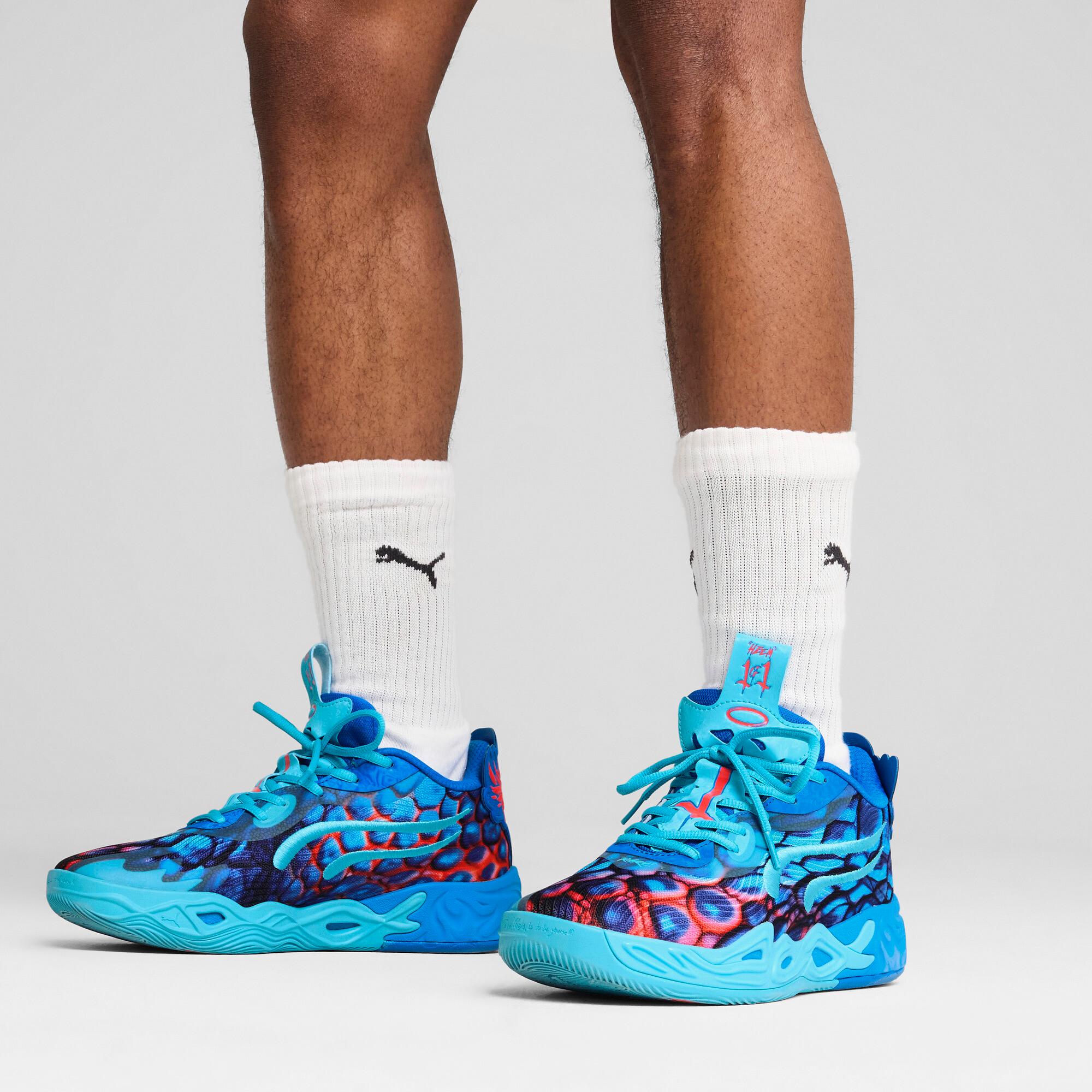 PUMA Mens Lamelo Ball PUMA MB.04 Low Alien Skin - Mens Shoes Light Blue/Blue/Pink Product Image