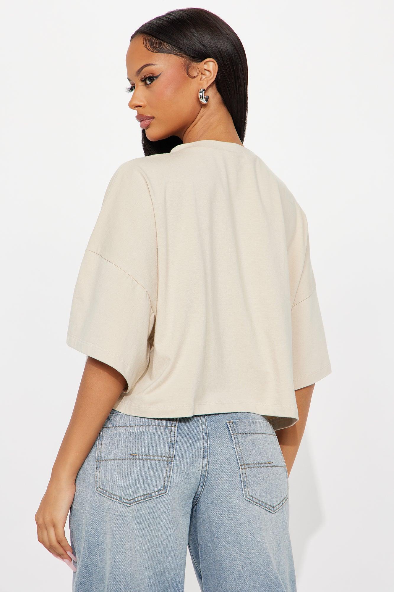 Blakely Boxy Wide Fit Short Sleeve Tshirt - Cream Female Product Image