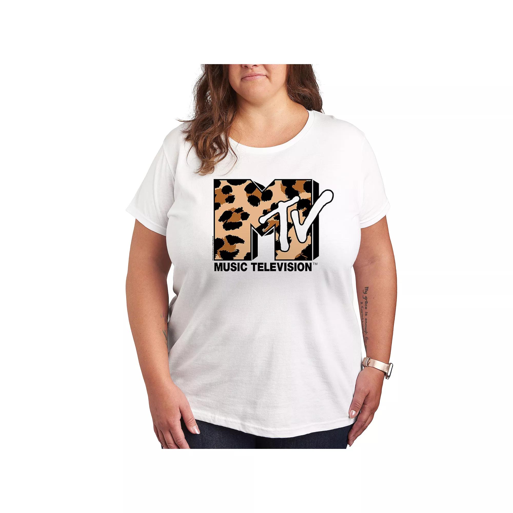 Plus MTV Leopard Art Graphic Tee, Women's,  Product Image