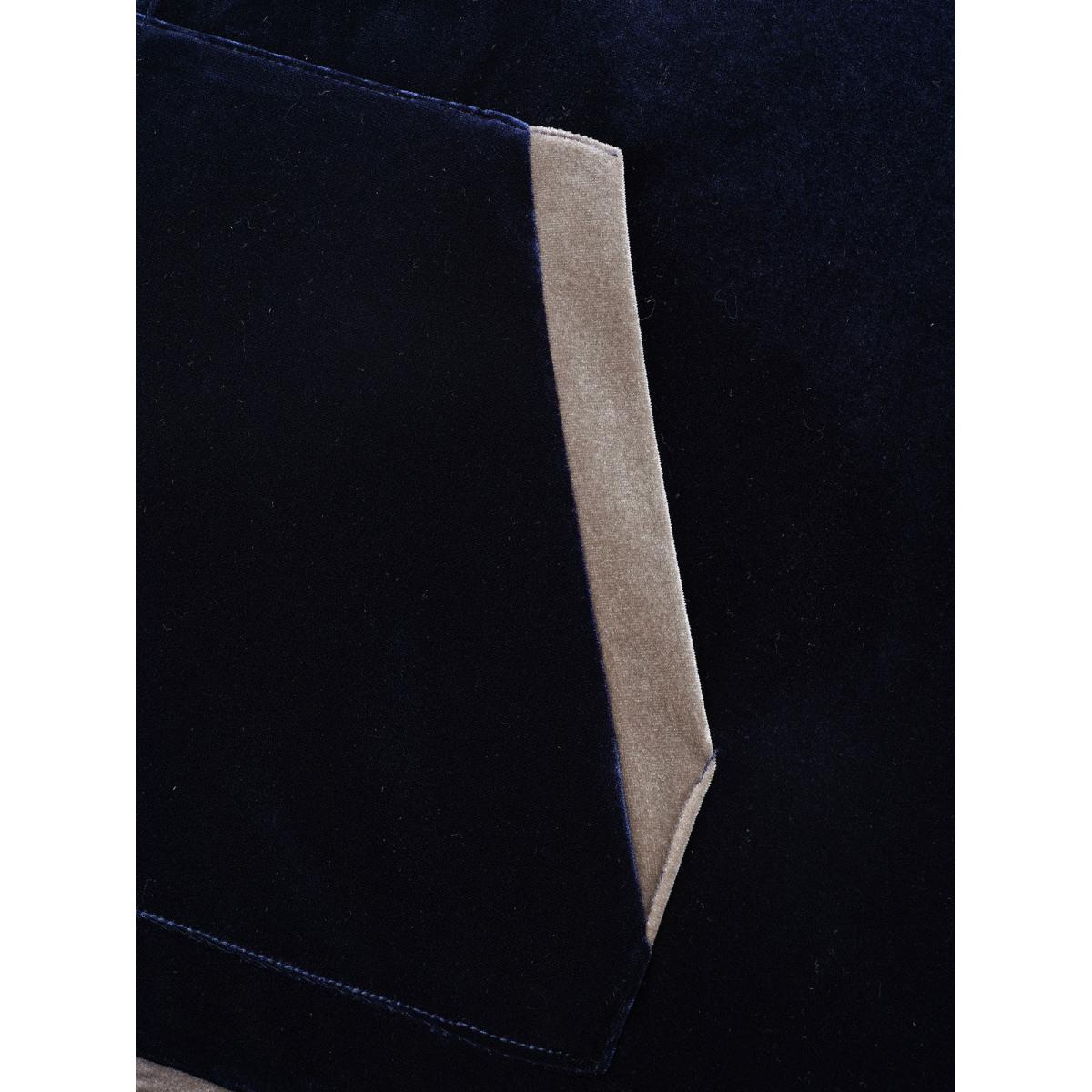 Plus Size Velvet Contrast Patchwork Hooded Sweatshirt Women Midnight Casual Contrast Hooded Everyday Sweatshirts BloomChic 12/L Product Image