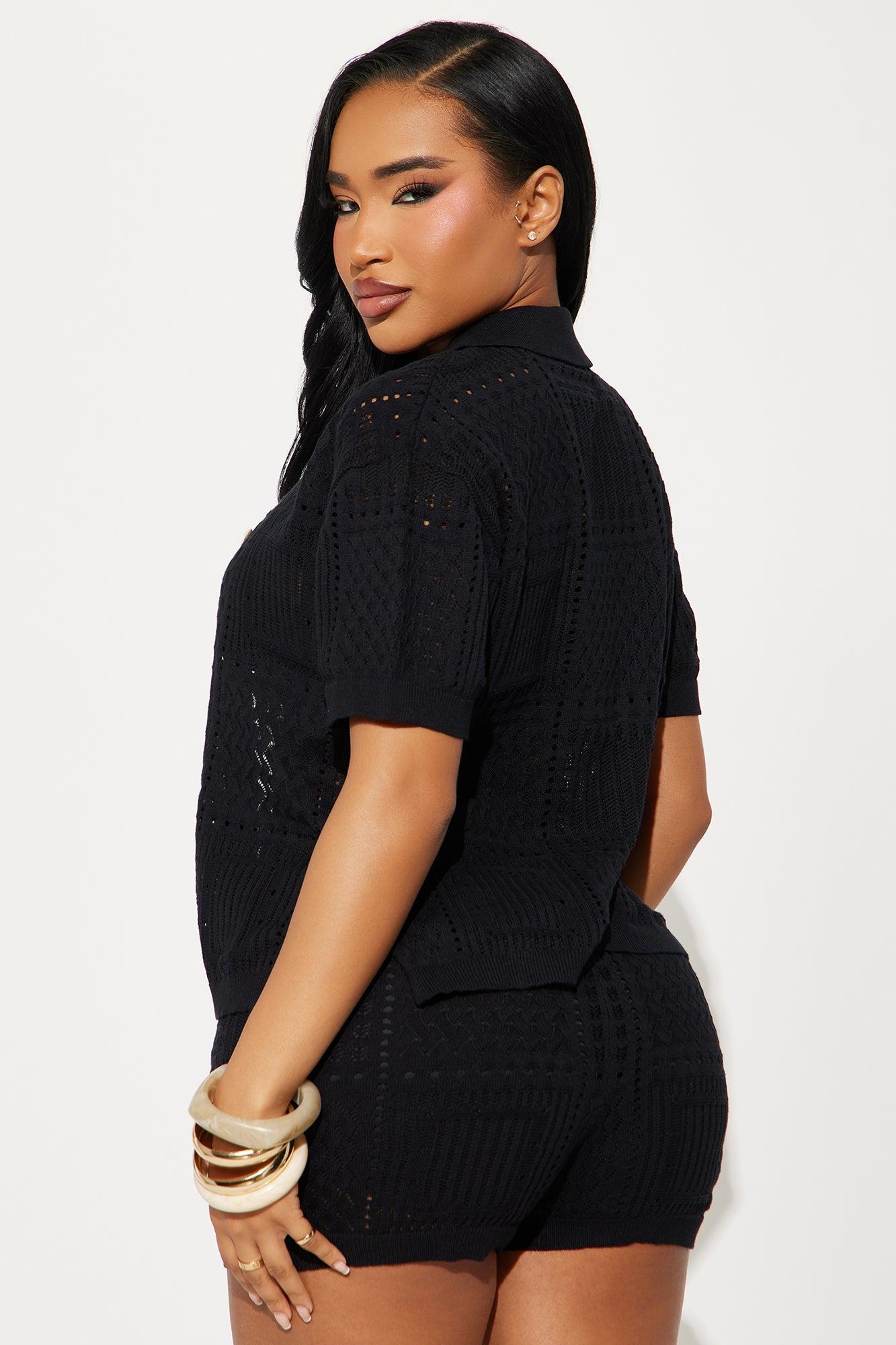 Hazel Crochet Short Set - Black Product Image