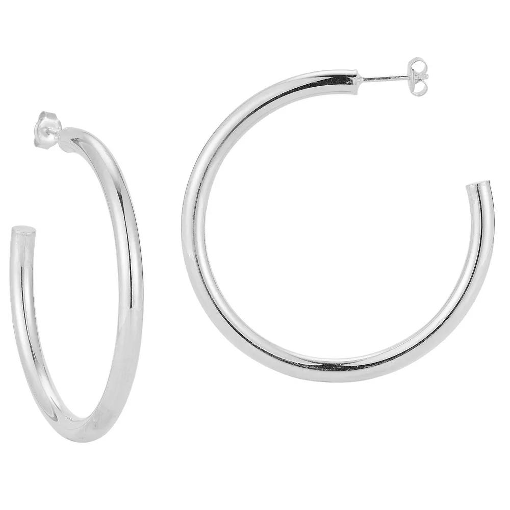 Sunkissed Sterling 14k Gold Over Silver Thick Hoop Earrings, Women's, Silver Tone Product Image