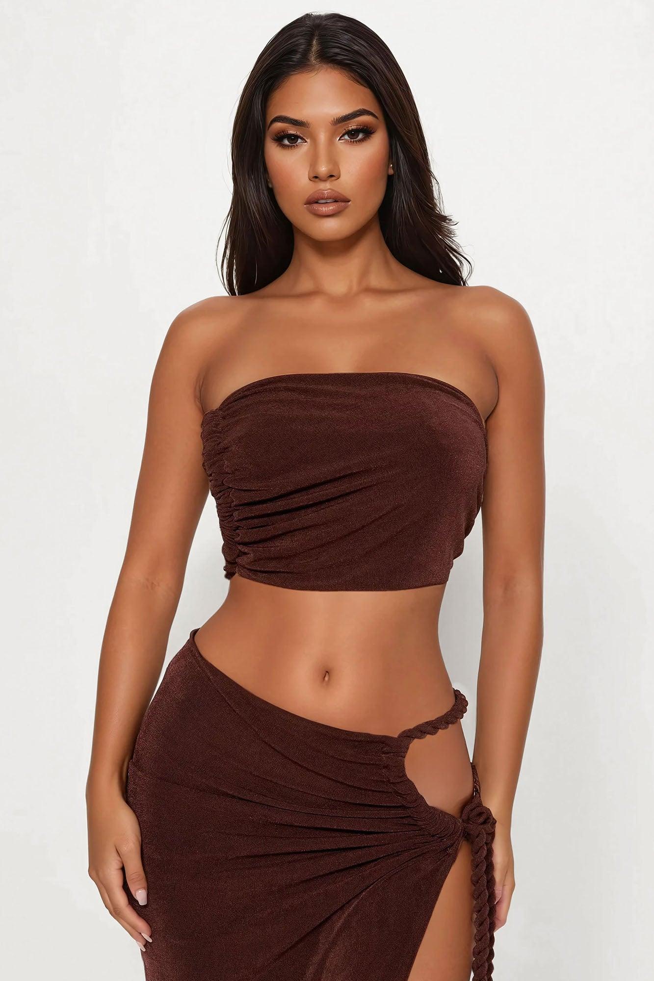 Ariela Maxi Skirt Set - Brown Female Product Image