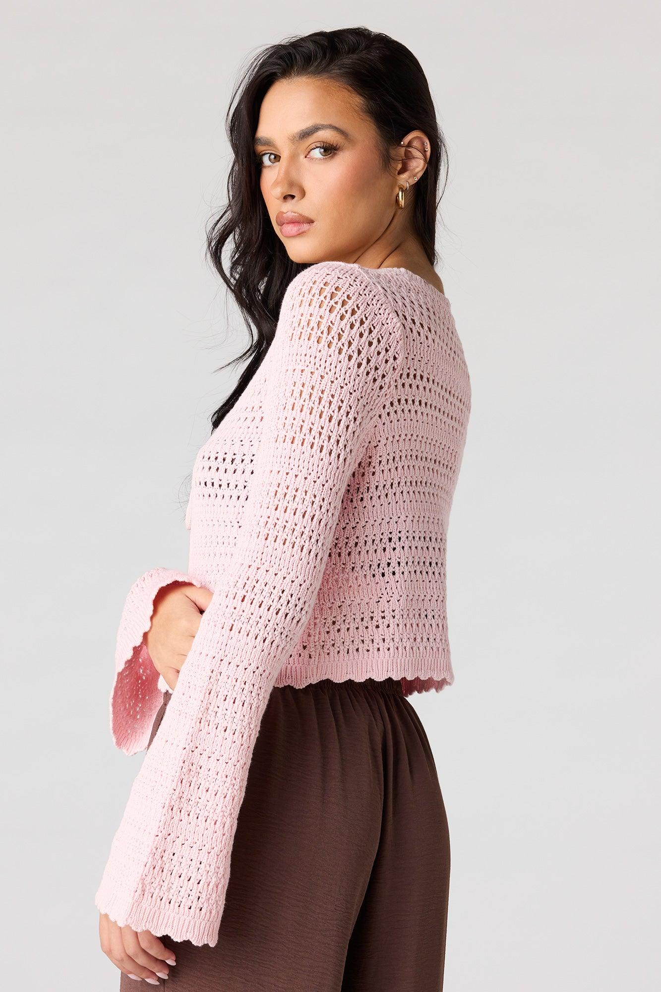 Crochet Tie-Front Swim Cover Up Top Female Product Image