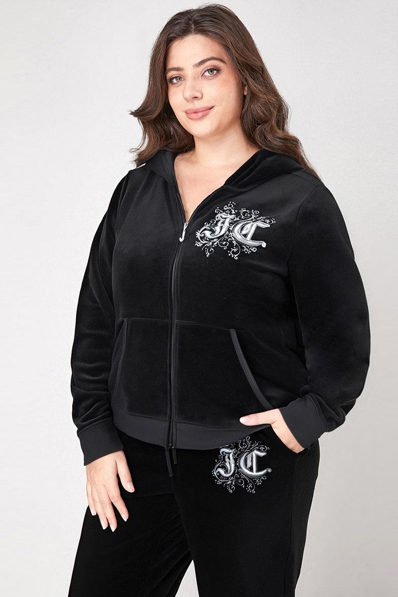 Plus-Size Monogram Heritage Cotton Velour Hoodie Product Image