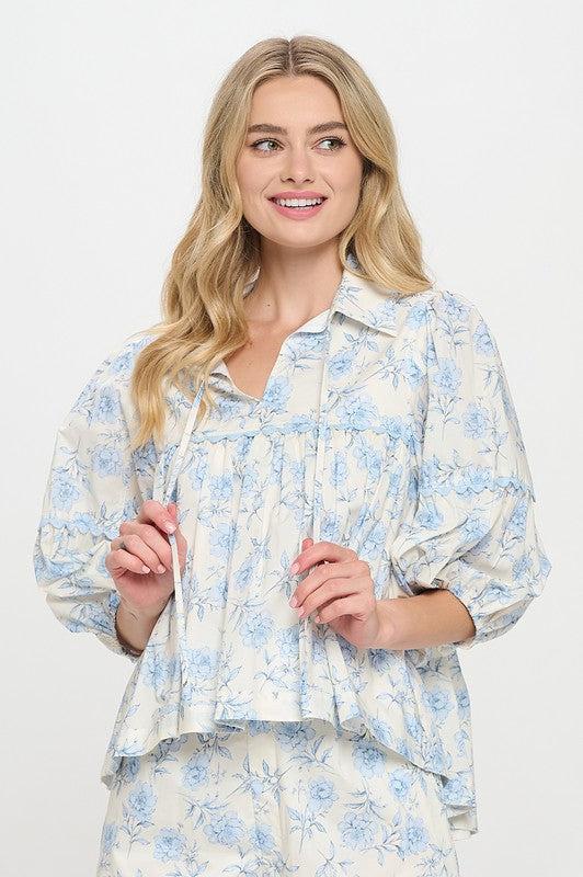 Azure Floral Top Product Image