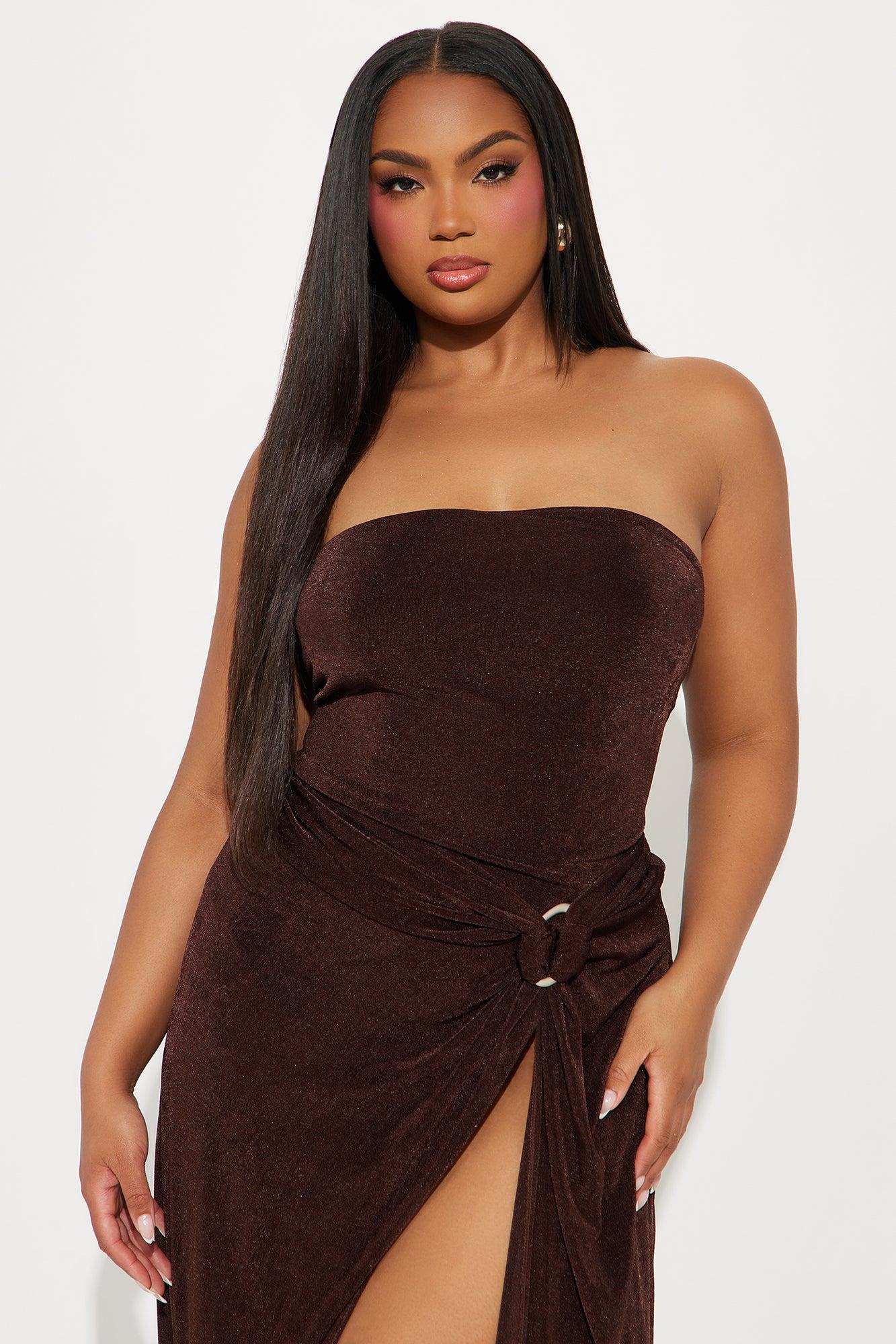 Clara Slinky Maxi Dress - Chocolate Product Image