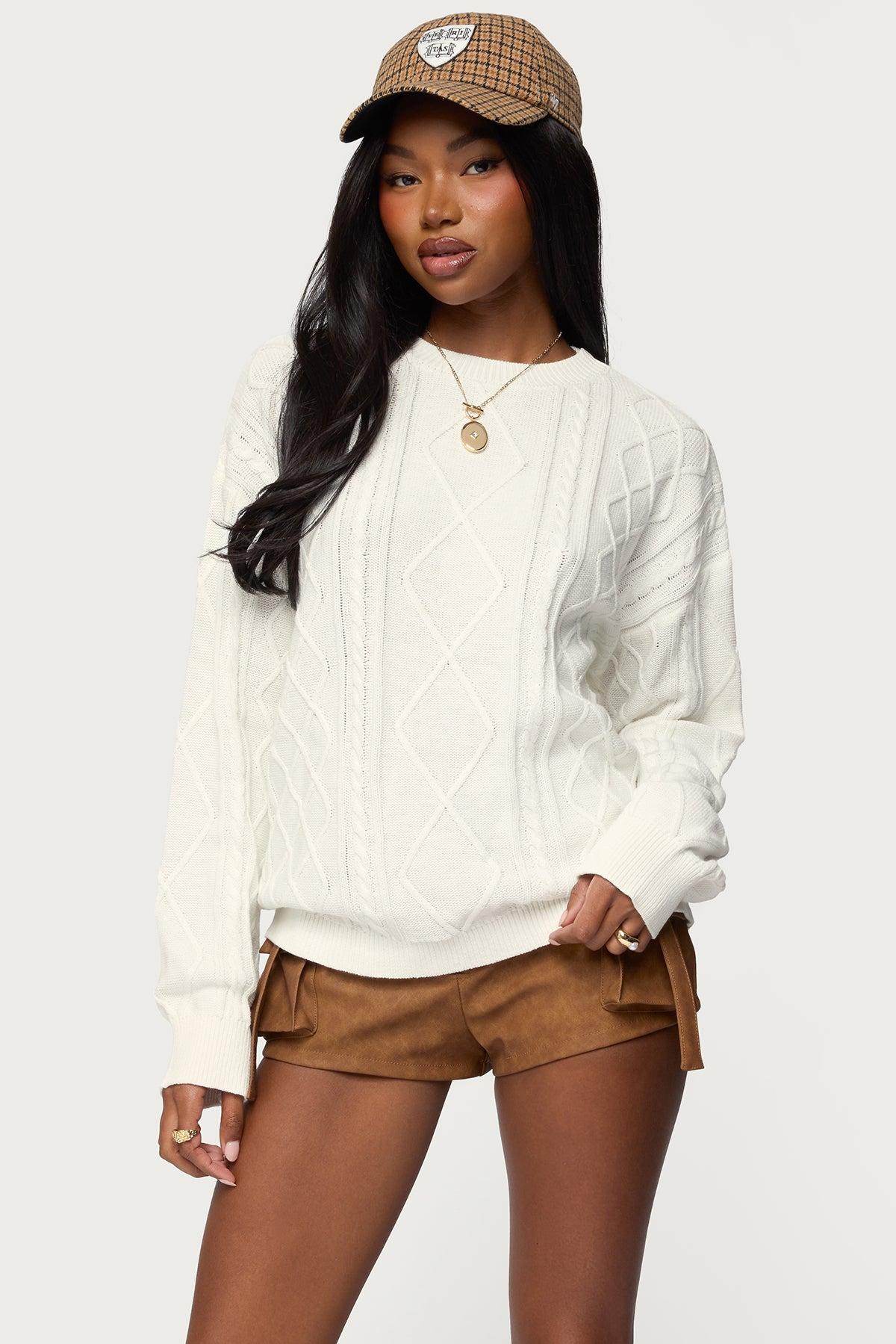 Jessy Cable Knit Oversized Sweater Product Image