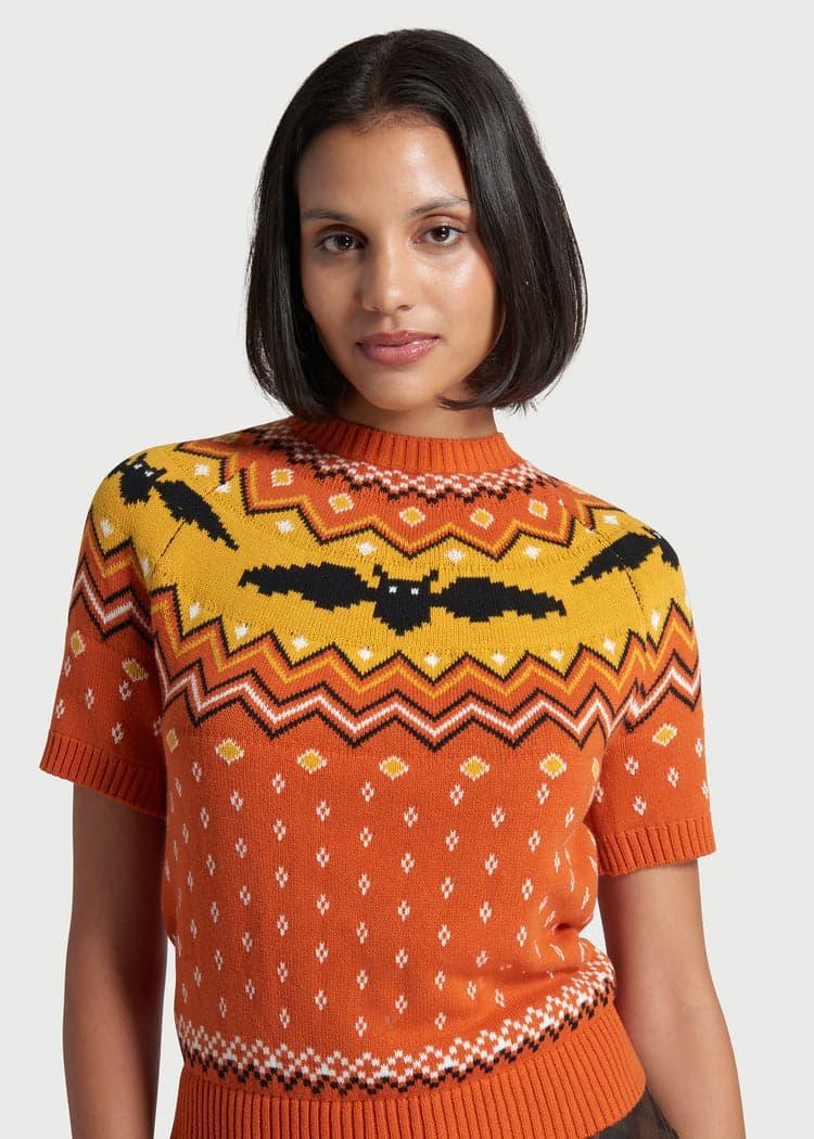 It Be Like 'Bat' Fair Isle Short Sleeve Sweater Product Image