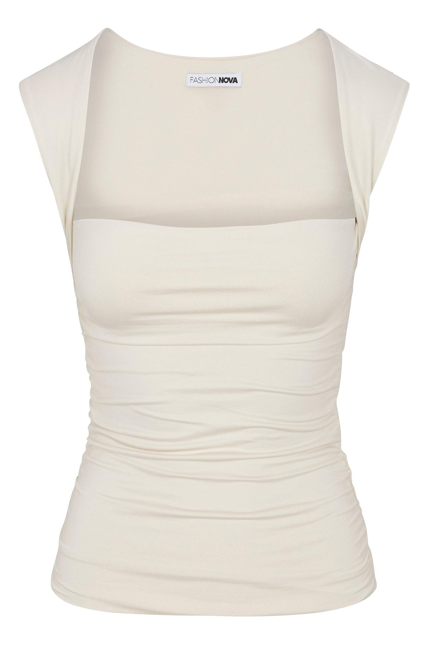 Contour Double Lined Straight Neck Tank Top - Bone Female Product Image