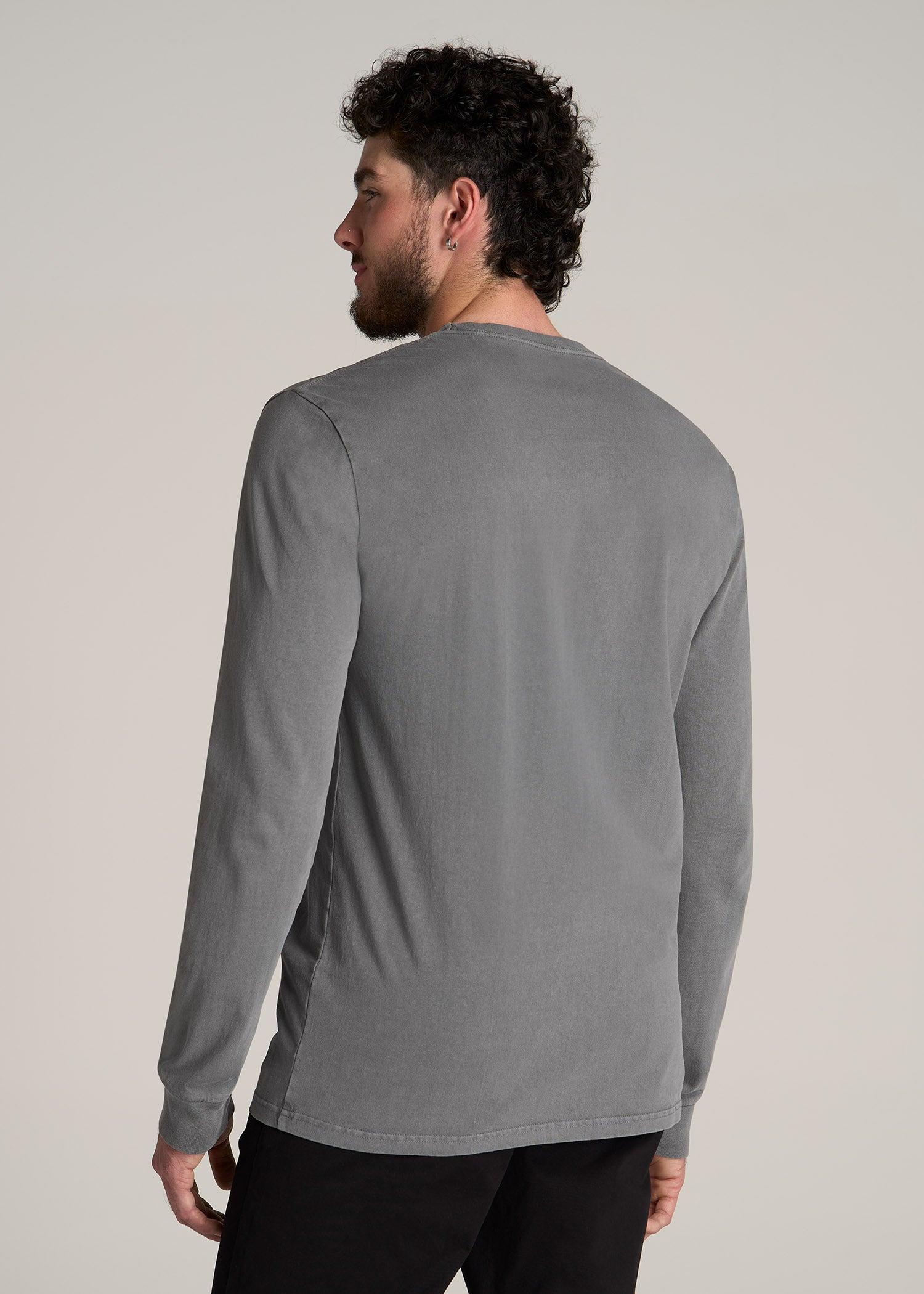 Garment Dyed Long Sleeve Pocket Tee for Tall Men in Slate Male Product Image
