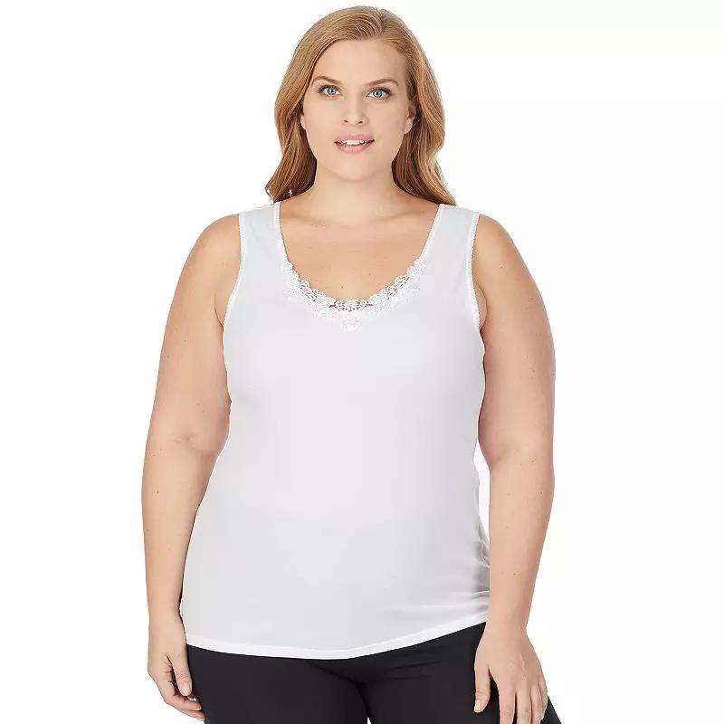 Plus Size Cuddl Duds SofTech Venice Lace-Trim Tank Top, Womens Product Image