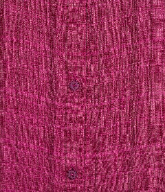 Eileen Fisher Plus Puckered Organic Linen Point Collar Sleeveless Shirt Dress Product Image