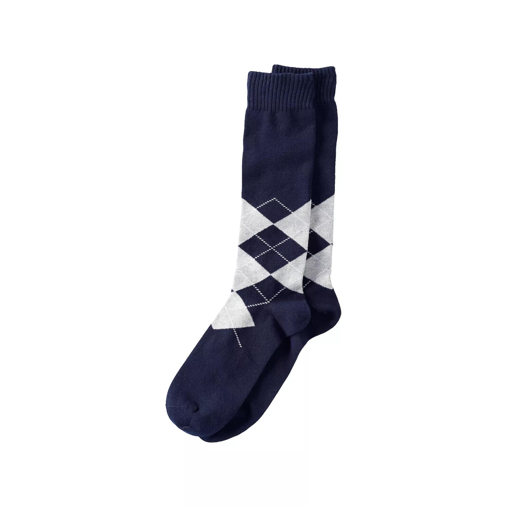 Men's Lands' End Novelty Crew Socks, Orange Rugby Stripe Product Image