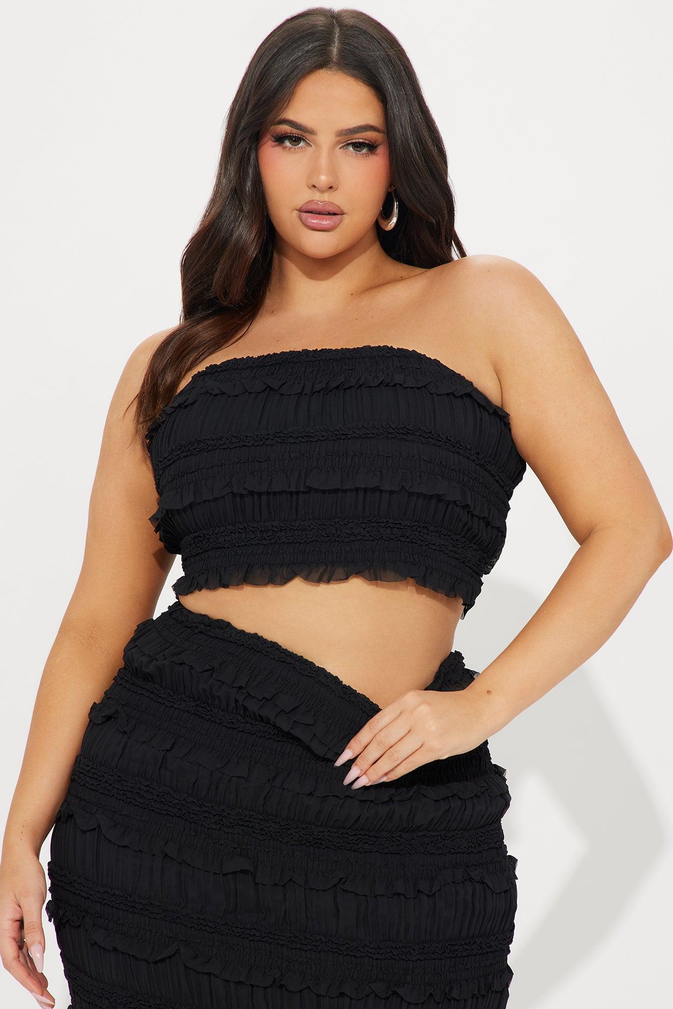 Irresistible Touch Ruffled Skirt Set - Black Product Image