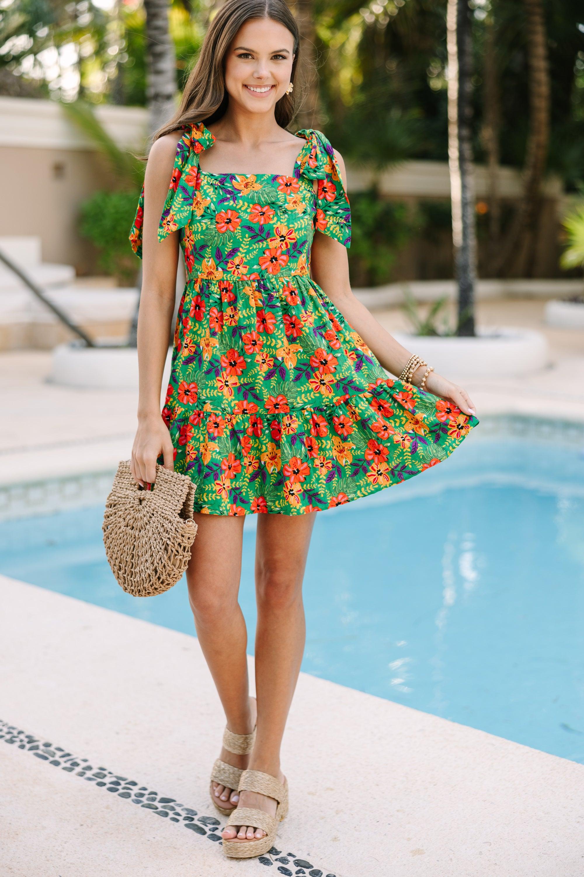 Never Coming Back Green Tropical Dress Female Product Image