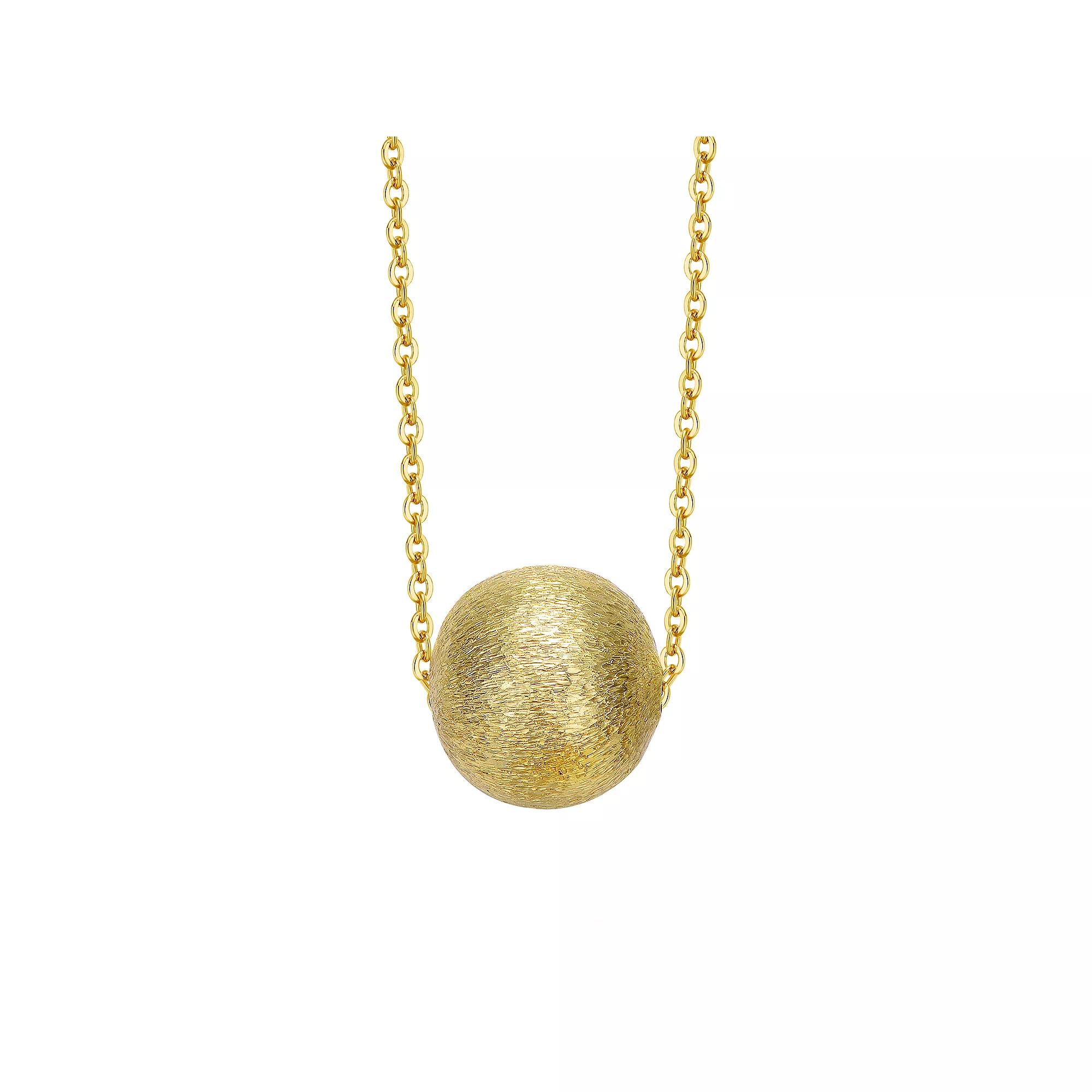 14k Gold Plated Textured Ball Necklace, Womens Gold Tone Product Image