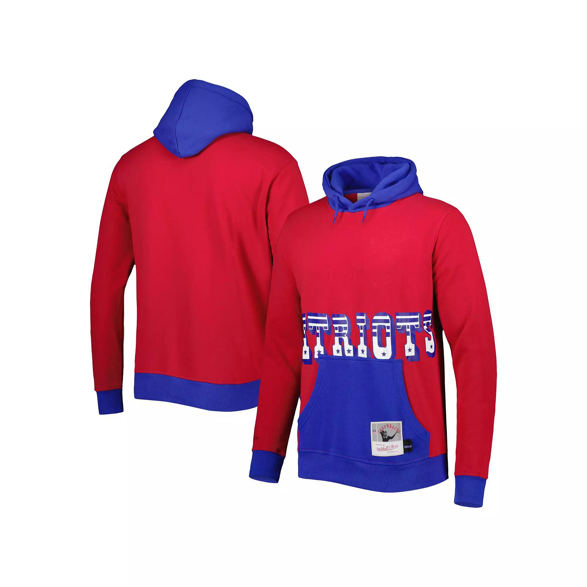 Men's Mitchell & Ness Red New England Patriots Big Face 5.0 Pullover Hoodie,  Product Image