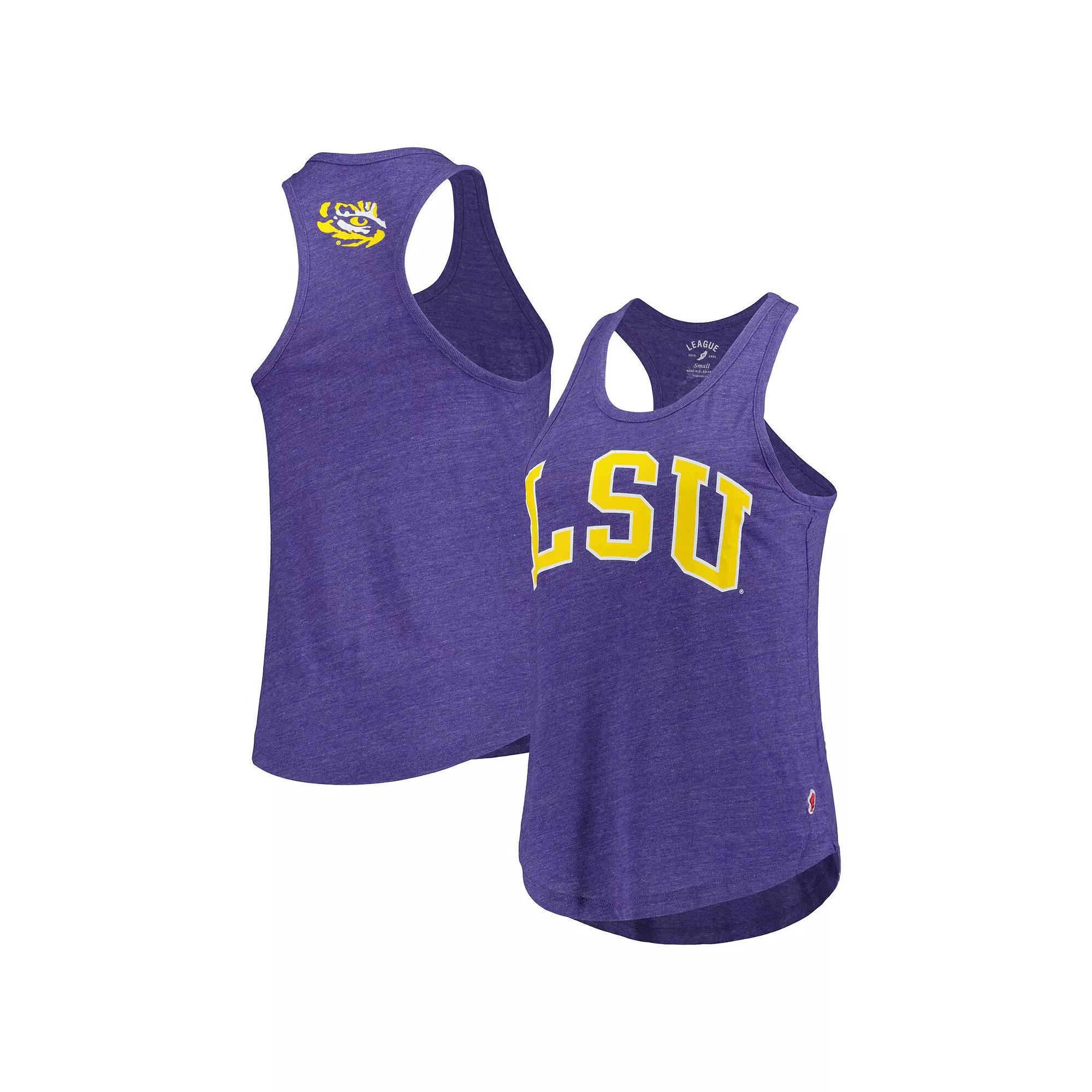 Women's League Collegiate Wear Heather Purple LSU Tigers Two-Hit Intramural Tri-Blend Scoop Neck Racerback Tank Top, Size: Medium Product Image