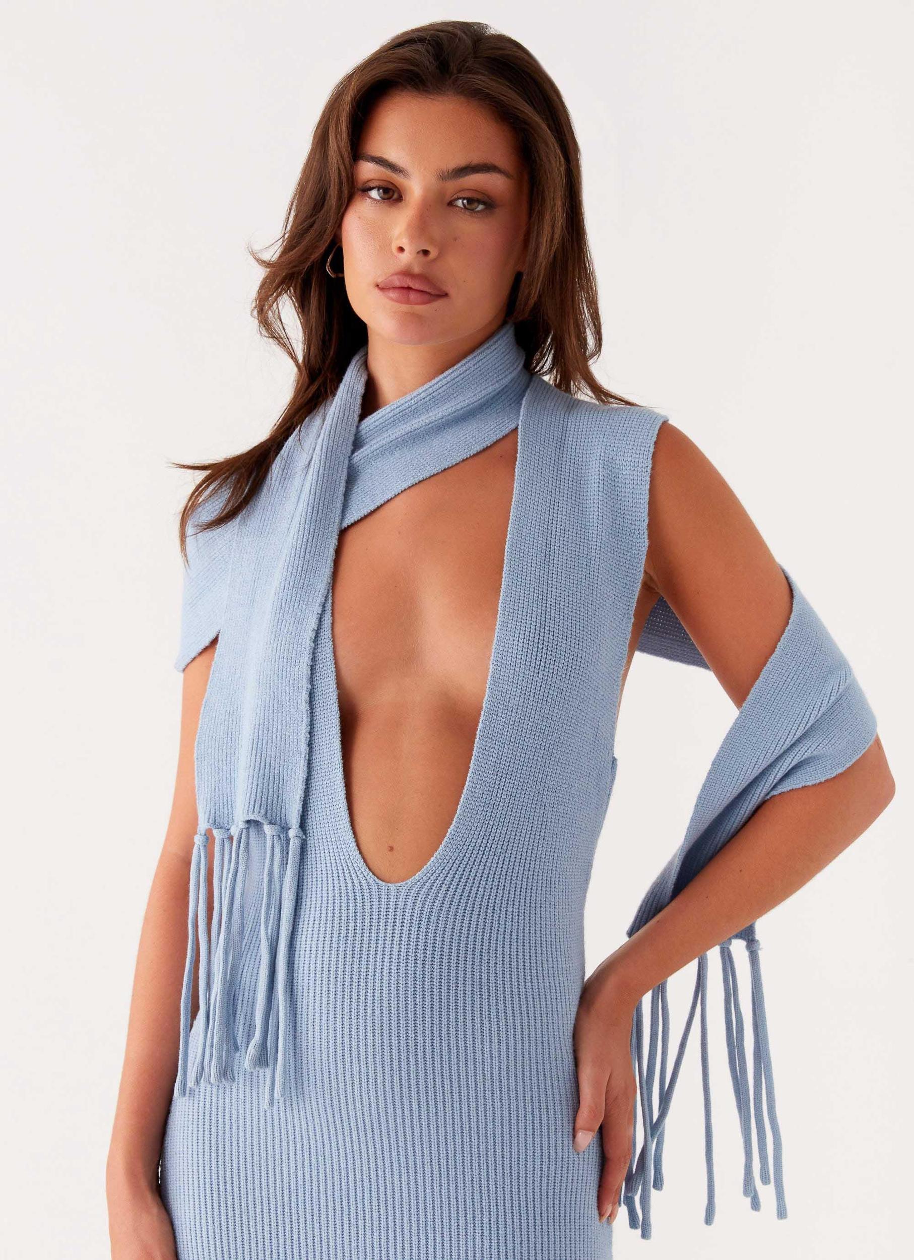 Raine Knit Maxi Dress - Blue Product Image
