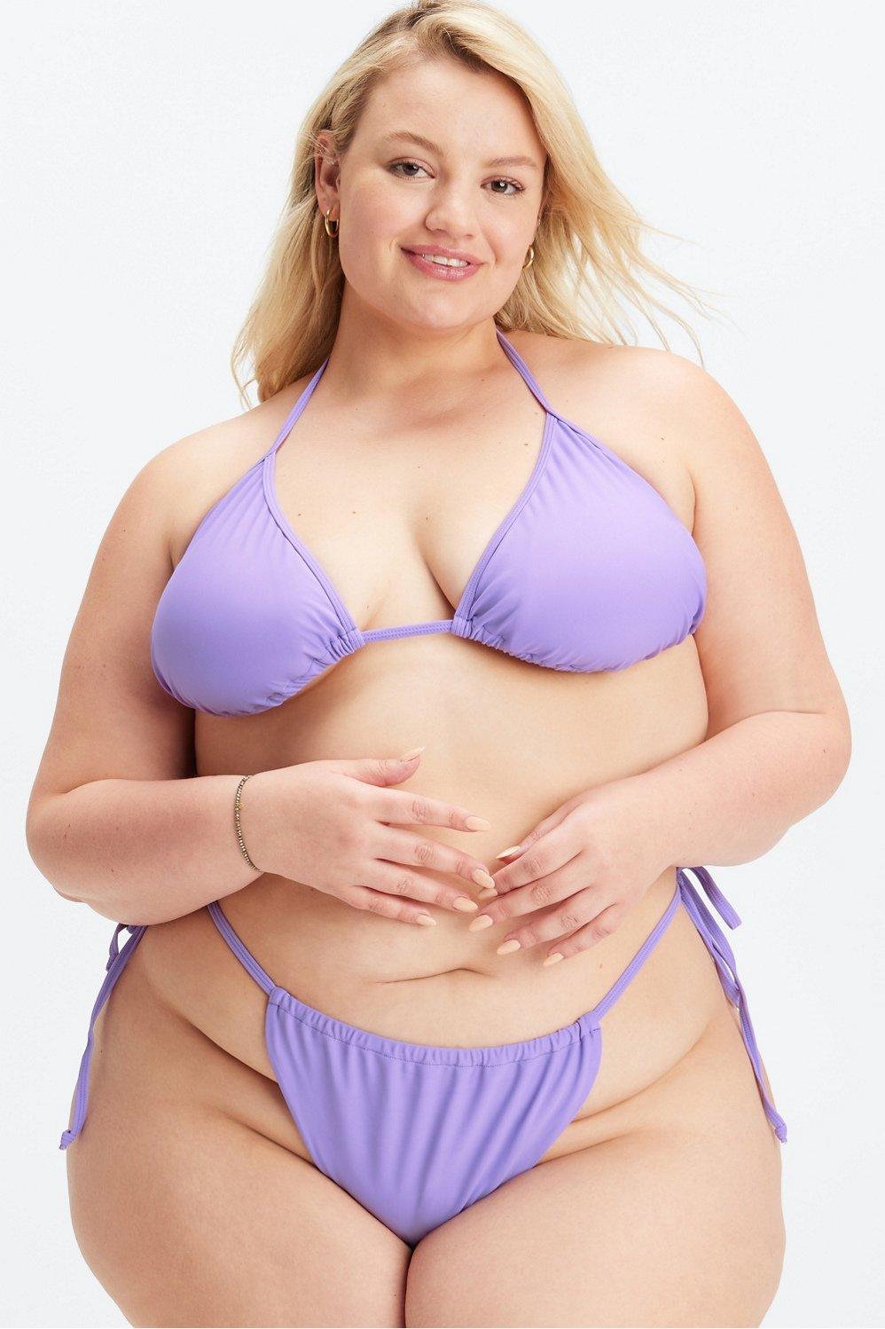 Fabletics Triangle String Bikini Top Womens purple plus Size 4X Product Image
