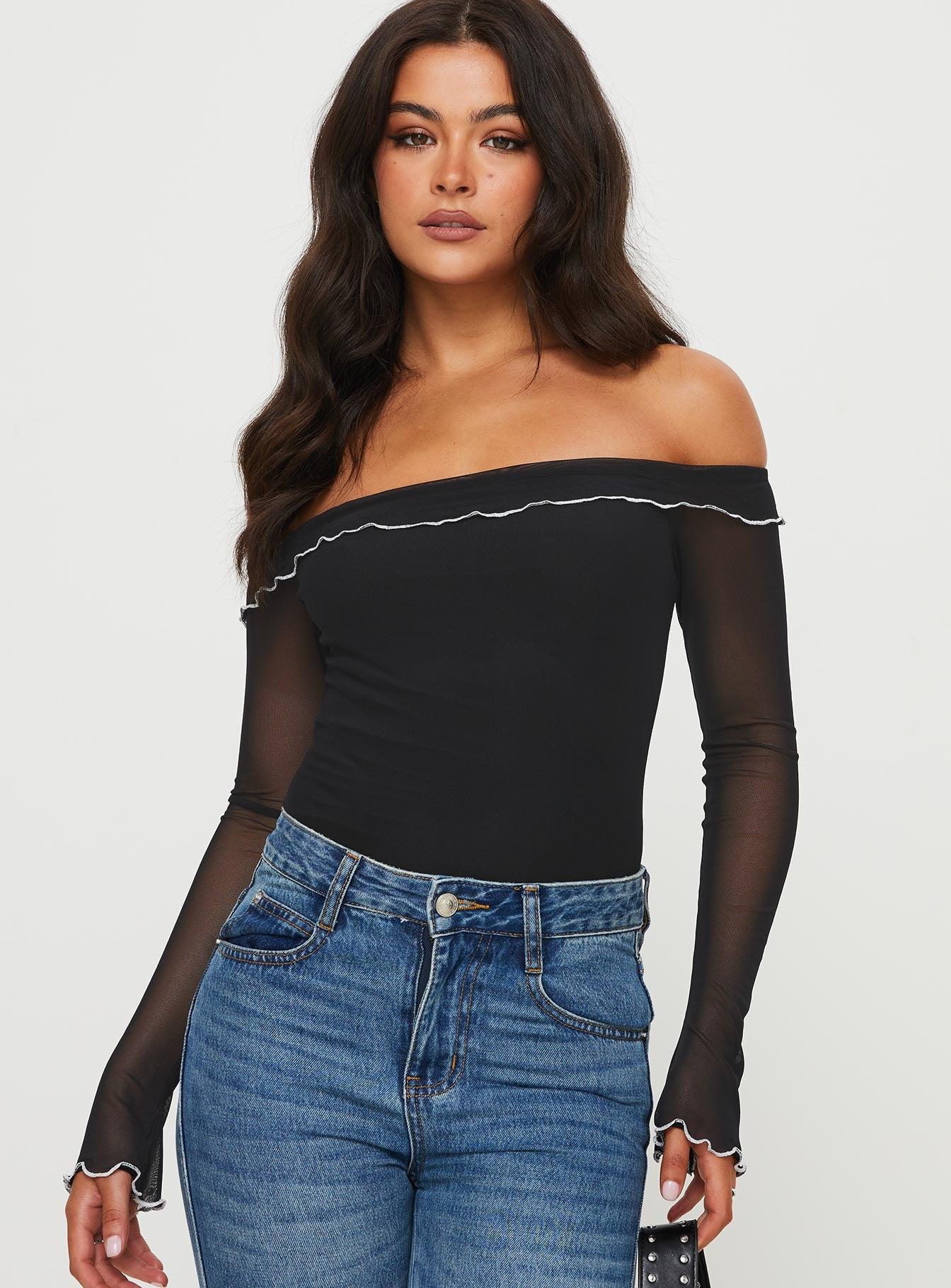 Arsema Off The Shoulder Bodysuit Black Product Image