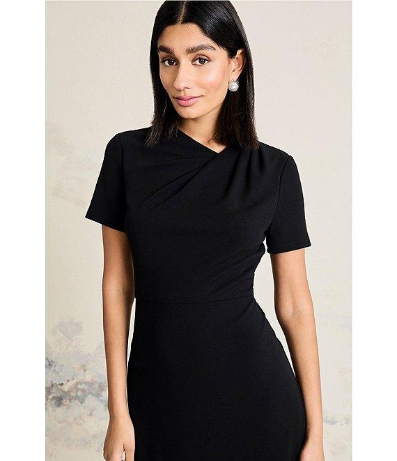 Maggy London Stretch Crepe Twist Crew Neck Short Sleeve Sheath Dress Product Image