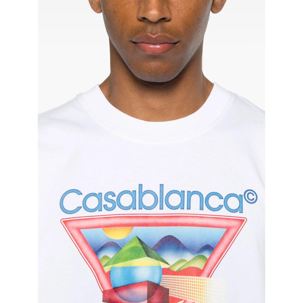 CASABLANCA Cotton Crew Neck T-shirt With Graphic Print In White Product Image