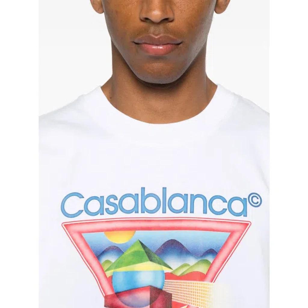 CASABLANCA Cotton Crew Neck T-shirt With Graphic Print In White Product Image