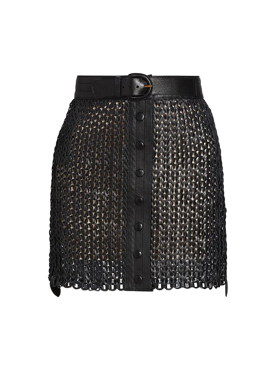 Womens Kaiden Leather Knit Miniskirt Product Image