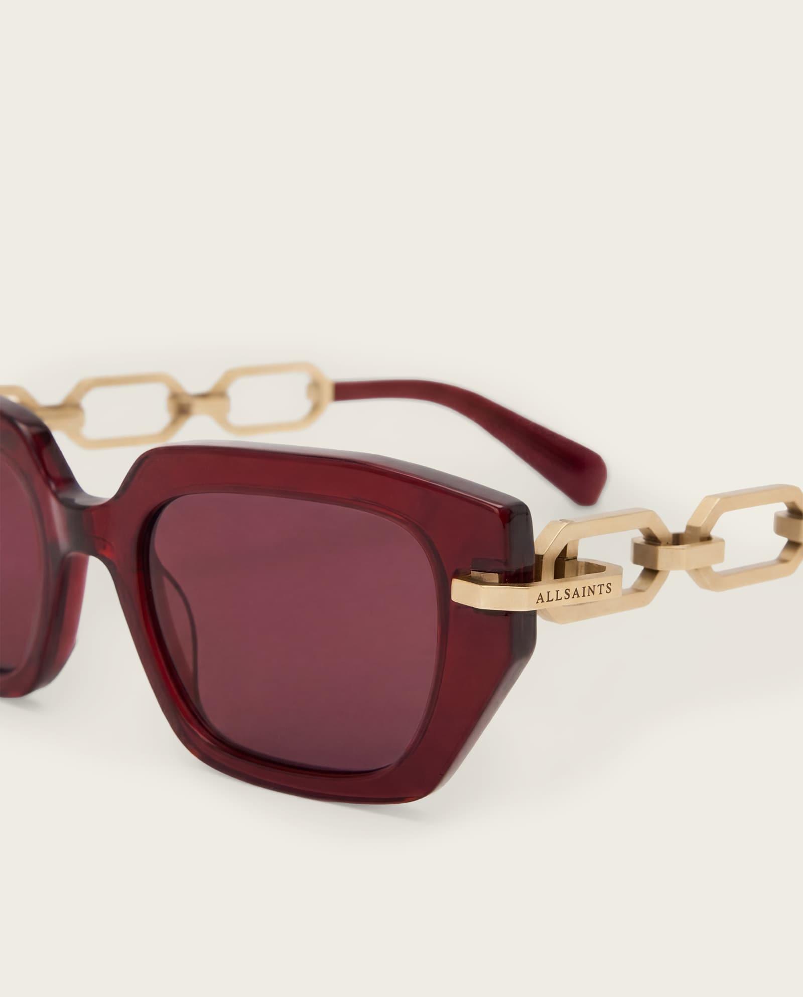 Avie Square Visor Sunglasses CRYSTAL BURGUNDY | ALLSAINTS US Product Image