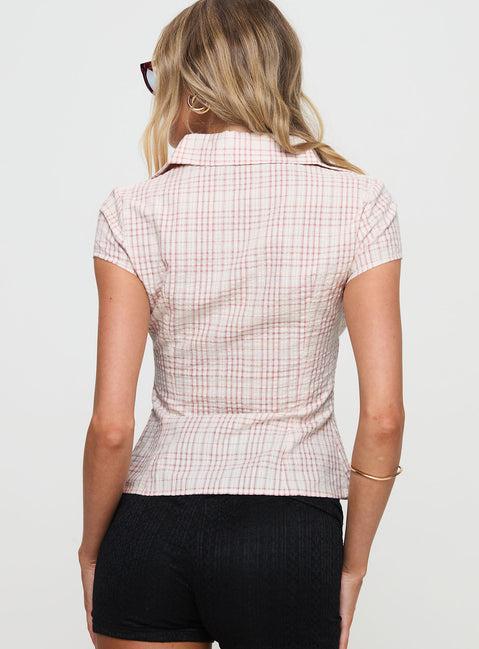 Cottesloe Blouse Top Pink Check Product Image