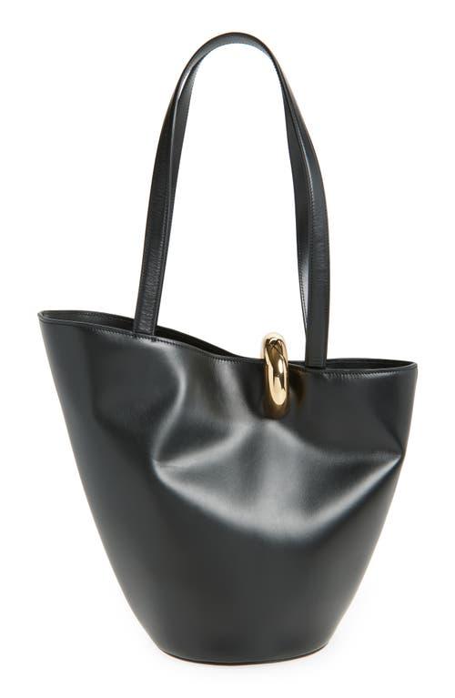 JACQUEMUS The Medium Bambola Asymmetric Leather Bucket Bag In Black 990 Product Image