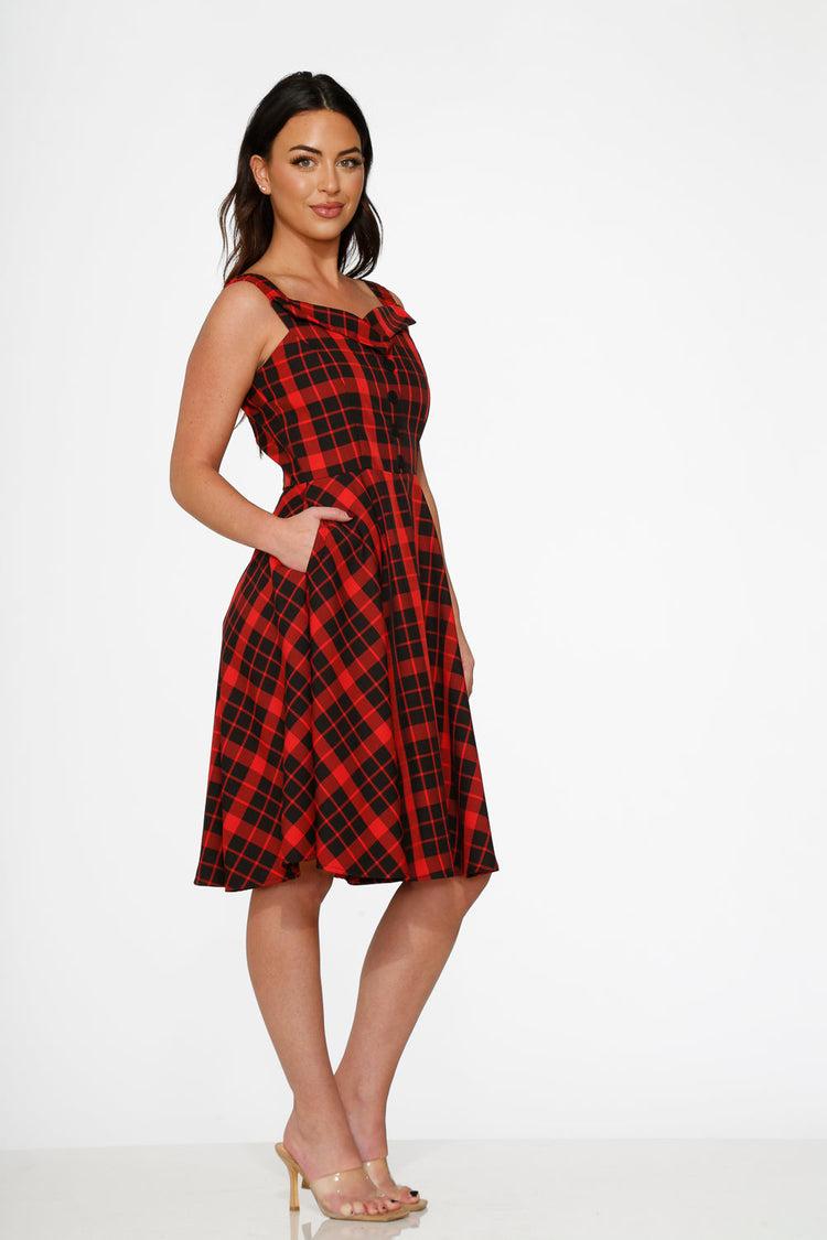Red Plaid Swing Dress Product Image