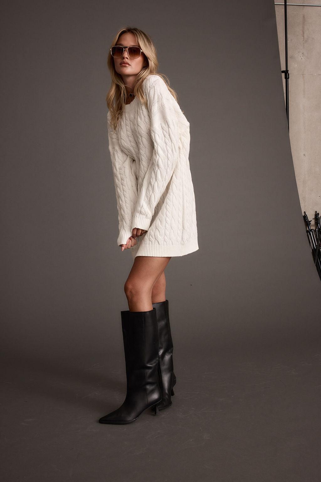 Beck Cable Knit Mini Sweater Dress Product Image