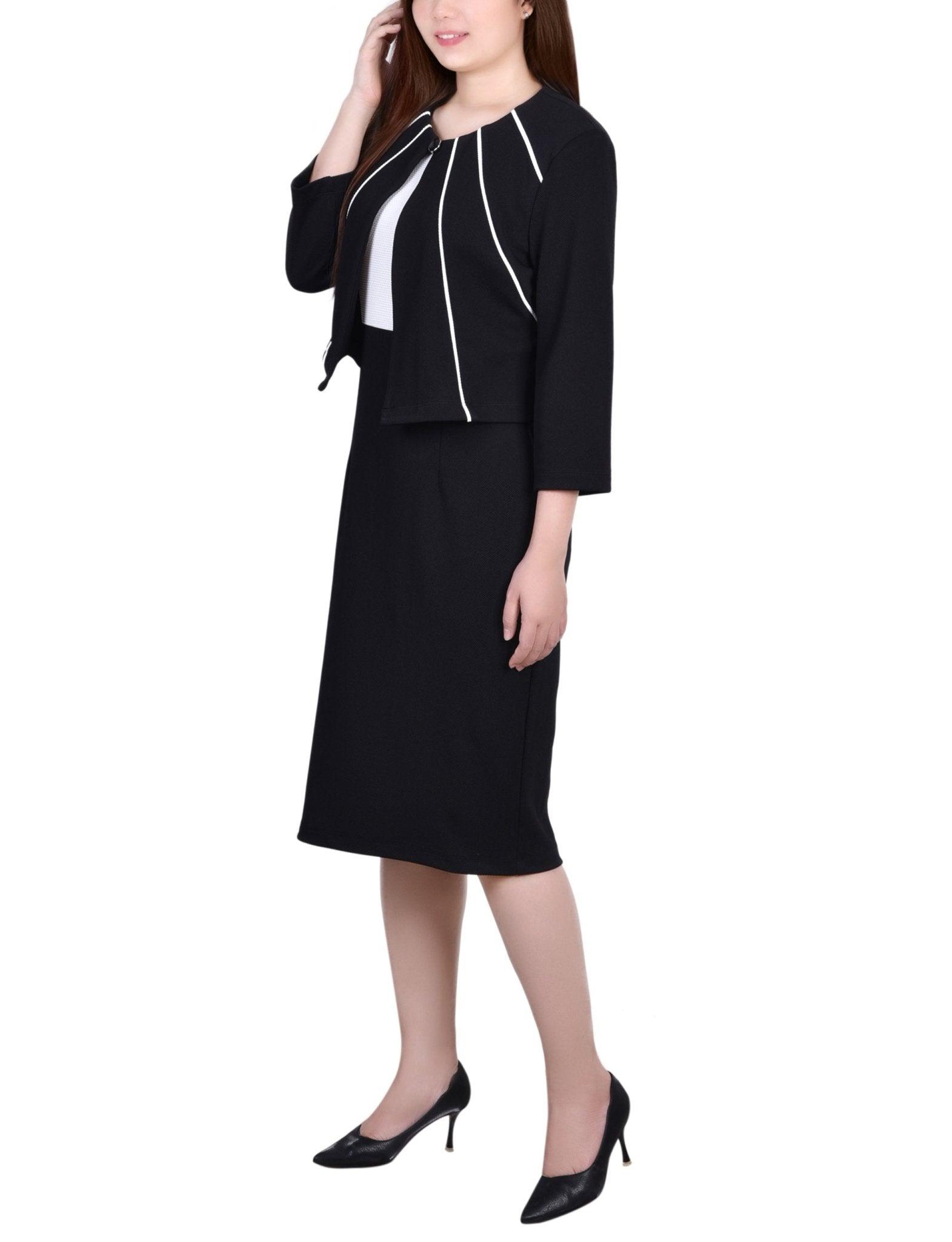 Black 2 Piece Colorblocked Dress Set - Petite Product Image