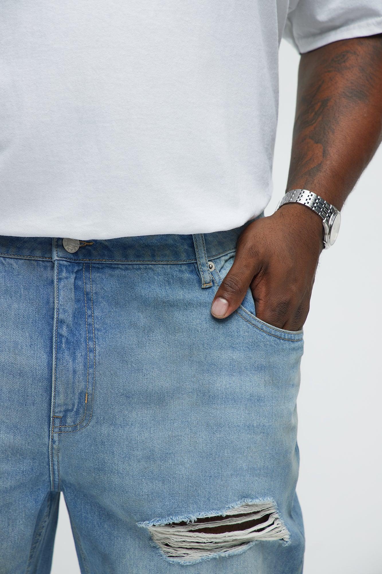 Out And About Ripped Stacked Slim Flare Jeans - Light Wash Male Product Image