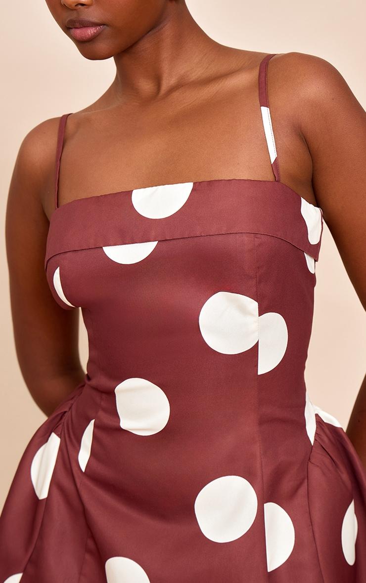 Brown Polka Dot Structured Shift Dress Product Image