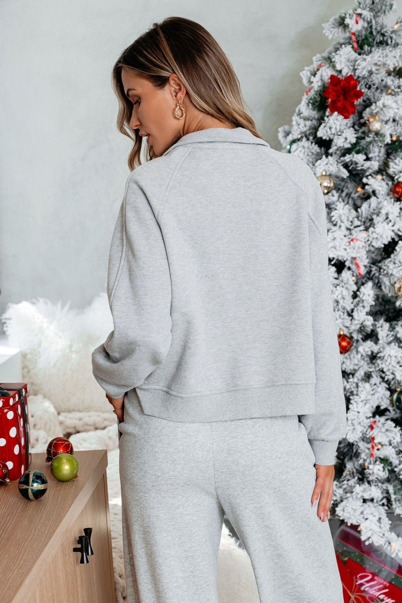 Comfort Lounge Grey Half Zip Sweatshirt - FINAL SALE Product Image