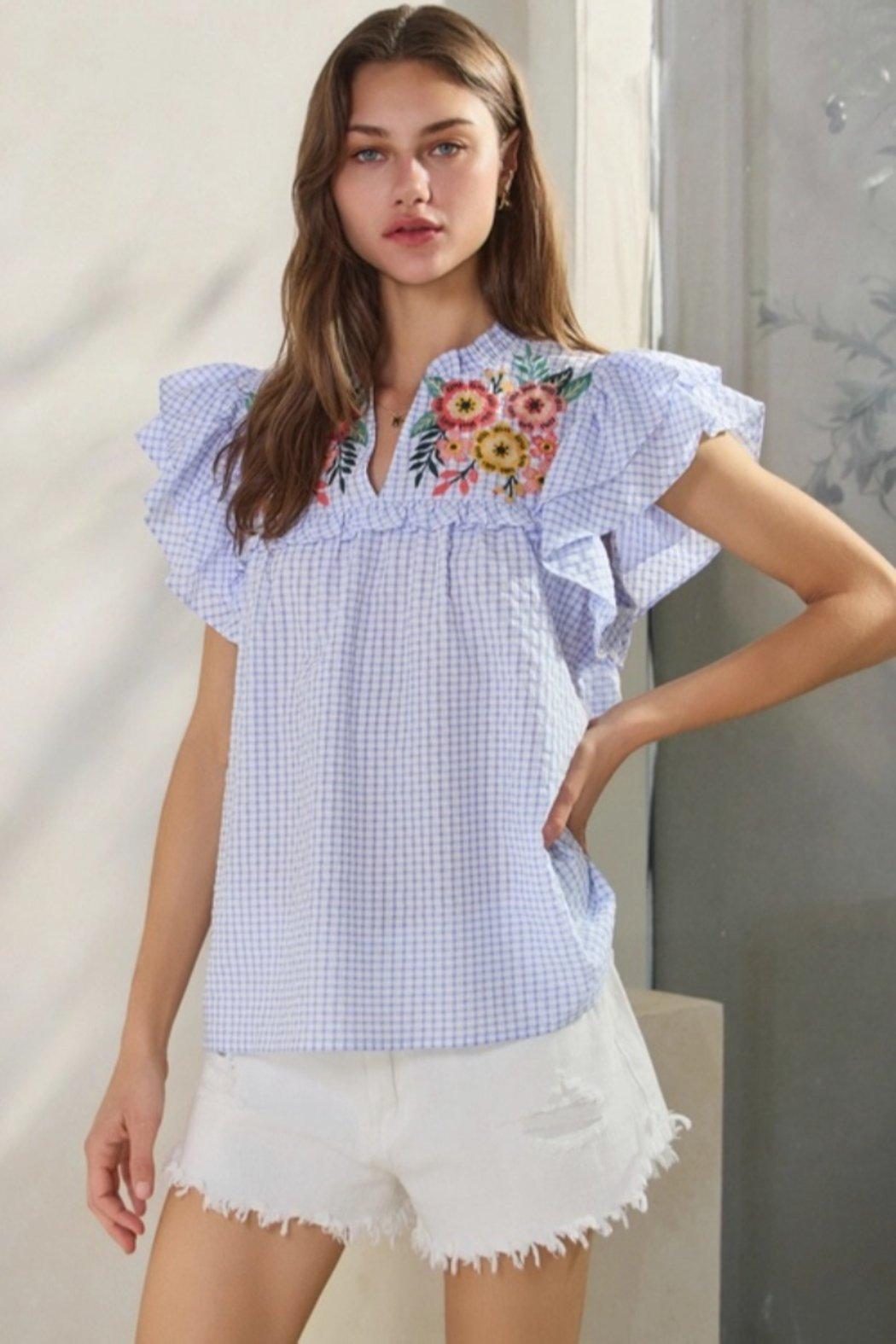 Seersucker Checkered Top Product Image