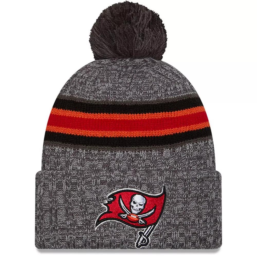 Men's New Era  Gray Tampa Bay Buccaneers 2023 Sideline Sport Cuffed Pom Knit Hat, Grey Product Image