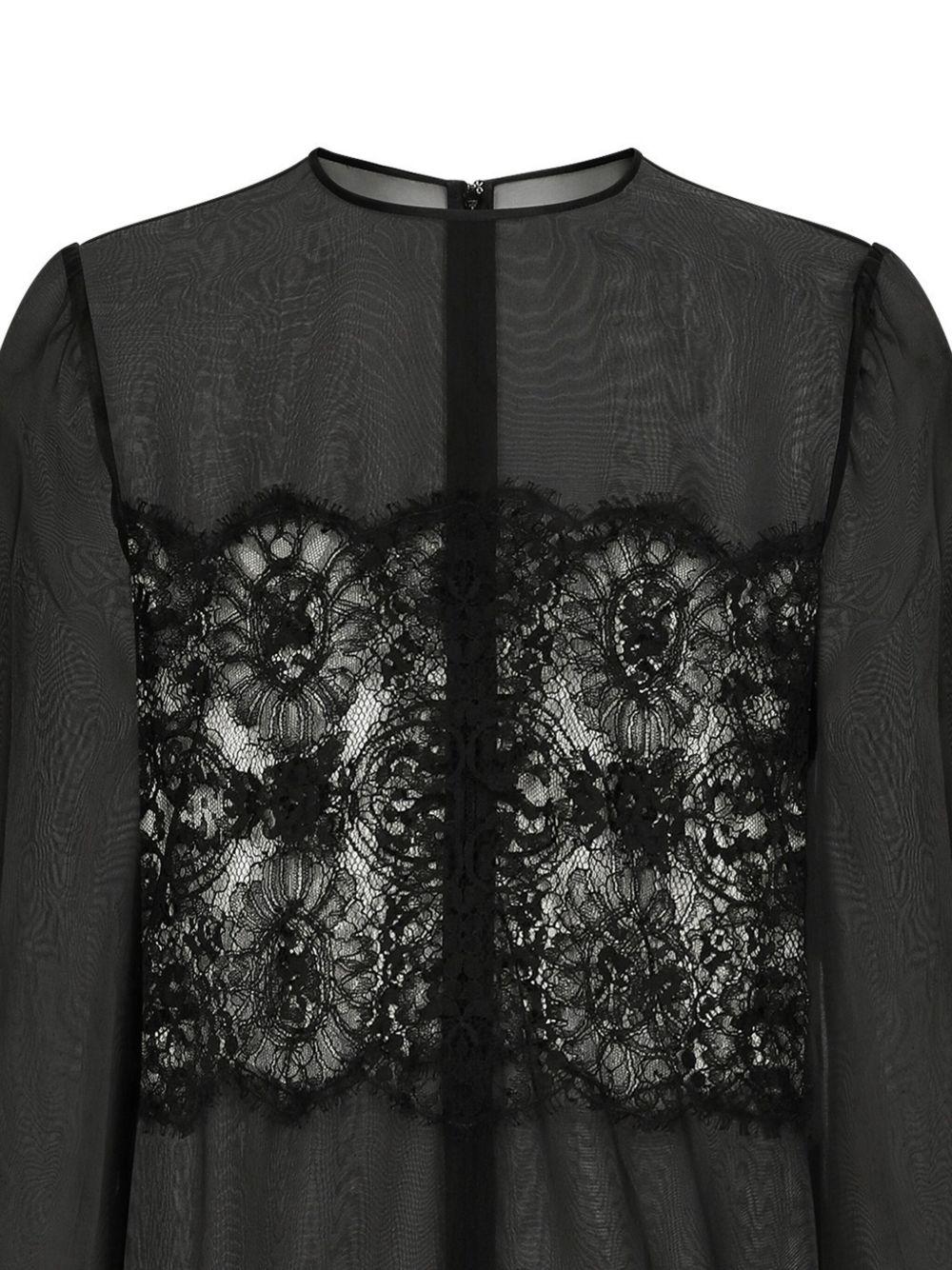 DOLCE & GABBANA Short Organza And Lace Dress In Black Product Image