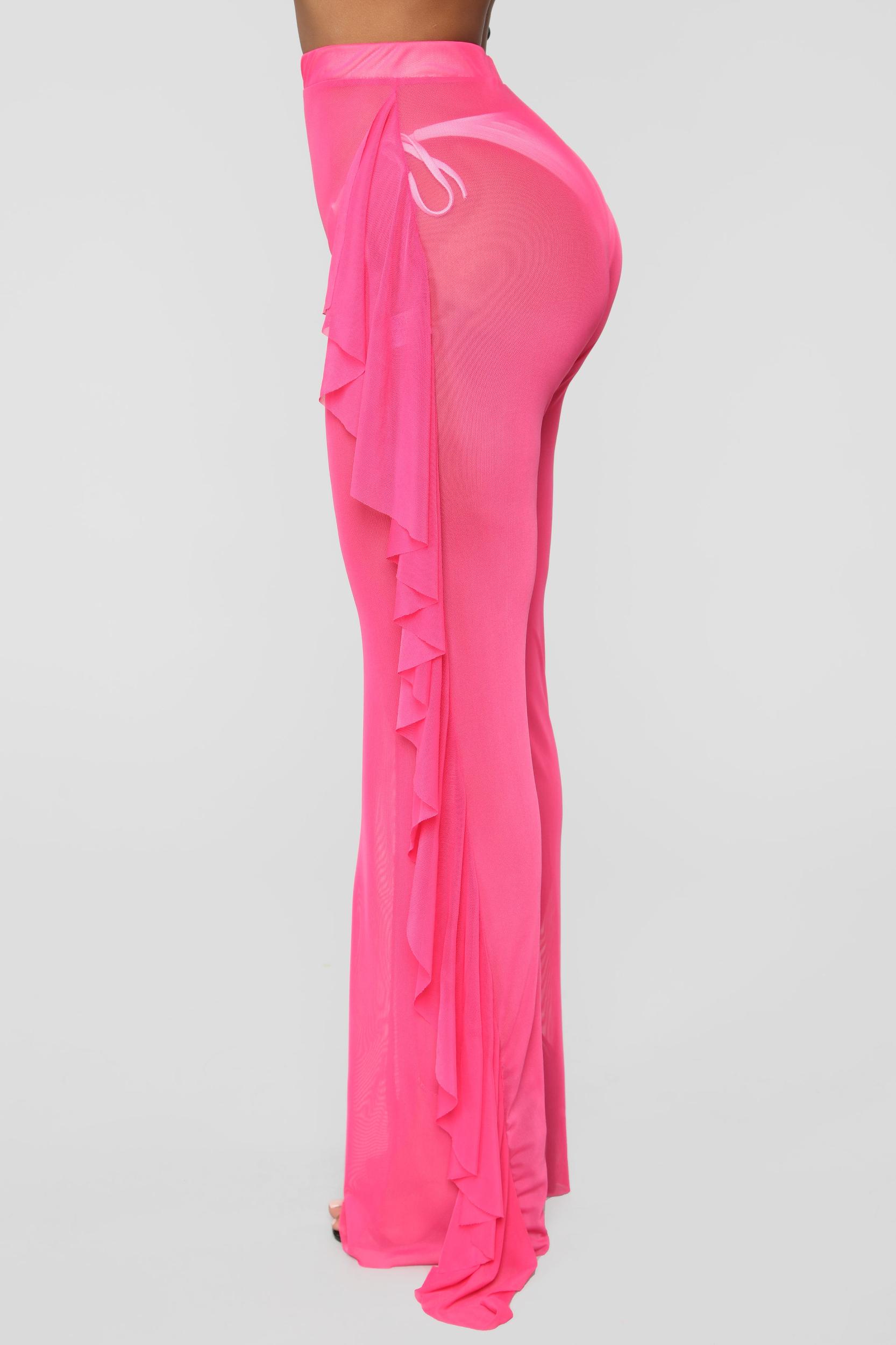 Sunshine See Through Cover Up Pant - Fuchsia Product Image