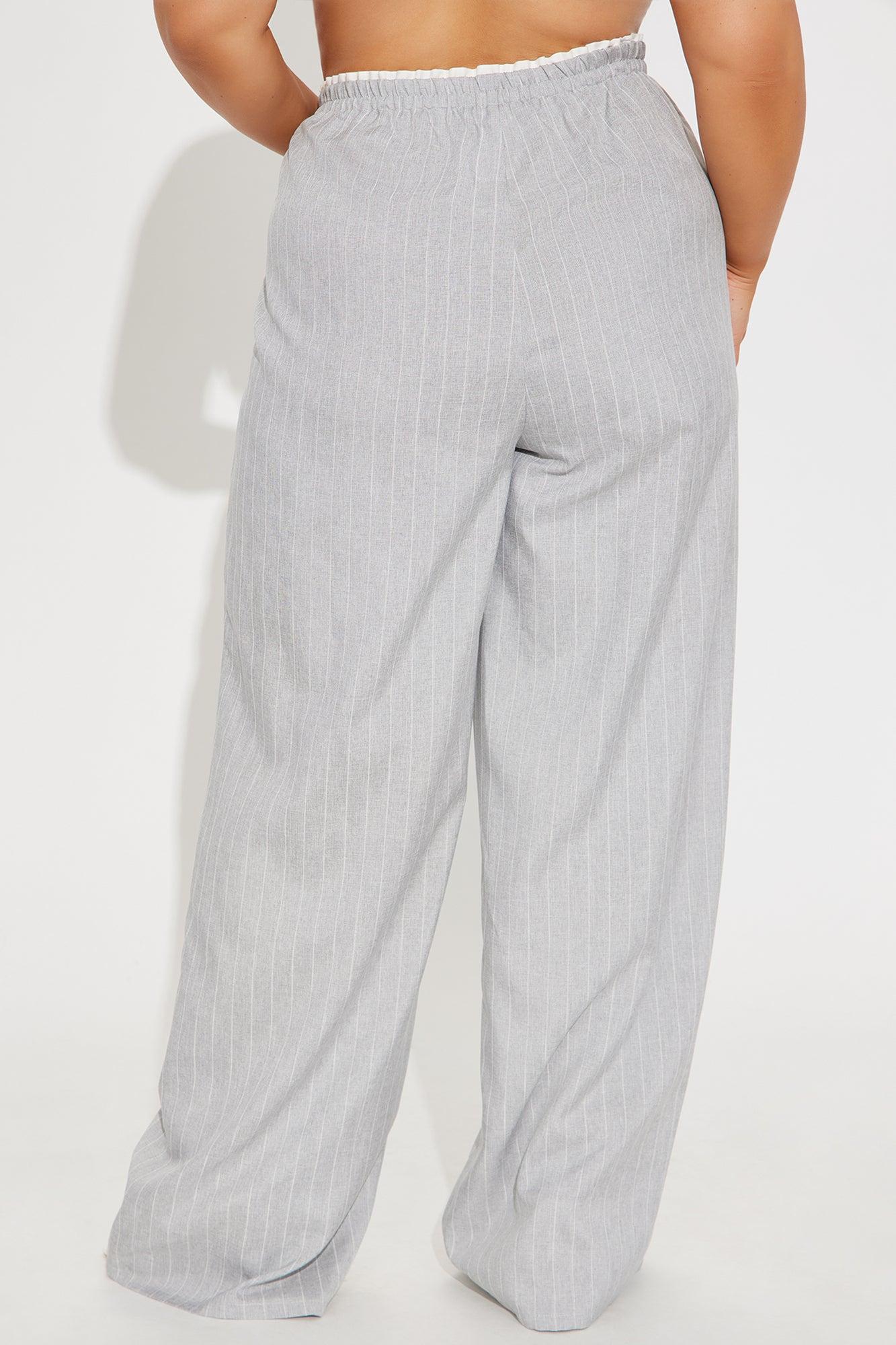 Nolan Pinstripe Double Waistband Pant - Grey Product Image