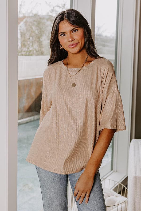 Subtle Shimmer Shift Top in Iced Latte Product Image